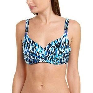 Miraclesuit Blue Patterned Bikini Top Blue White and Black Multi